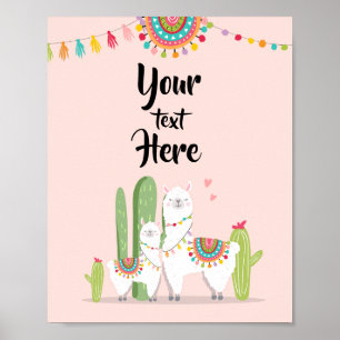 Llama Fiesta Baby Shower Individuelles Tischschild Poster