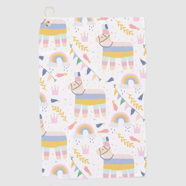 Llama Fiesta Festive Party Pattern Golfhandtuch (Vorderseite)
