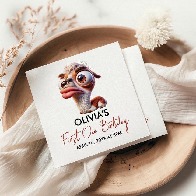 Llama Fiesta Funny Caricature 1. Geburtstag Serviette (Von Creator hochgeladen)