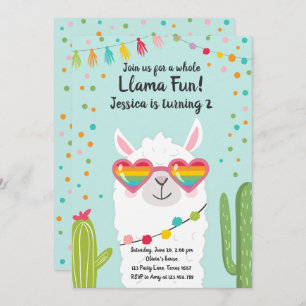 Llama Fiesta Herzsonne Birthday Einladung