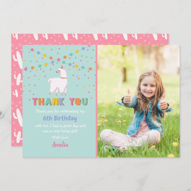Llama Foto Dankeschön Karte (Vorne/Hinten)