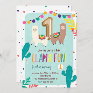 Llama Fun 1. Geburtstag Einladung