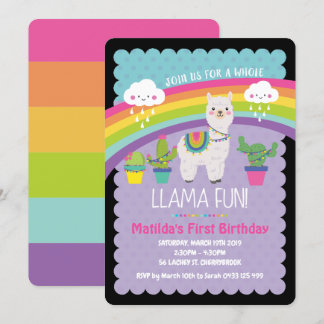 Llama Fun 1. Geburtstag Party Einladungen