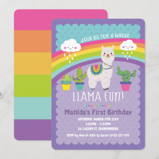 Llama Fun 1. Geburtstag Party Einladungen Alpaca