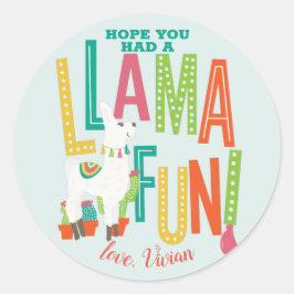 Llama Fun Birthday Party Danke für Ihre Unterstütz Runder Aufkleber