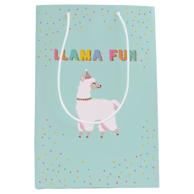 Llama Fun Geburtstagsgeschenk-Tasche Mittlere Geschenktüte (Vorderseite)