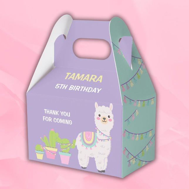 LLAMA FUN Lila and aqua Favor Box Geschenkschachtel (Von Creator hochgeladen)