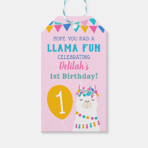Llama Fun Pink Birthday Girl Favor Geschenkanhänger