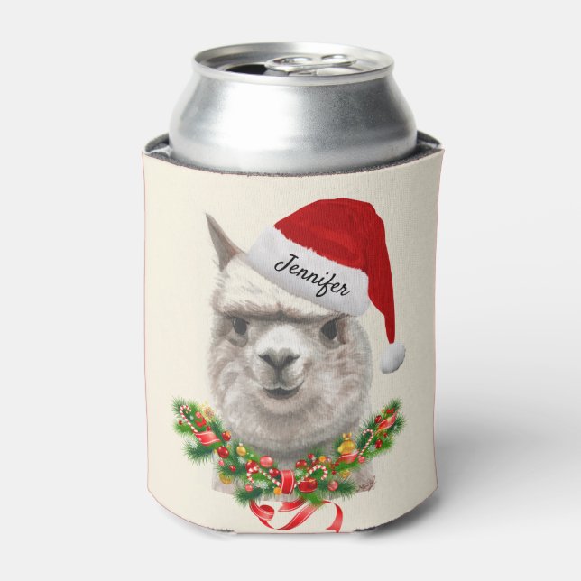 Llama Funny Christmas Kleine Geschenk Weihnachtsma Dosenkühler (Kanne Vorderseite)