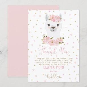 Llama Geburtstag Danke Karte Rosafarbenes Blumen M