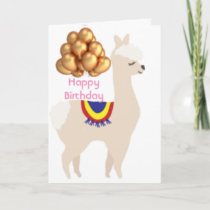 Llama Geburtstag, Geburtstagsballons Karte