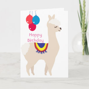 Llama Geburtstag, Geburtstagsballons Karte