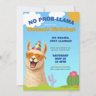 Llama-Geburtstags-Einladung, Kein Prob-Llama Einladung