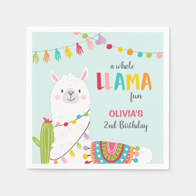 Llama Geburtstagspapier Napkins Alpaca Fiesta Cact Serviette (Vorderseite)