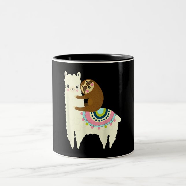 Llama-Geschenk| Niedlich Llama & Sloth, die besten Zweifarbige Tasse (Mittel)