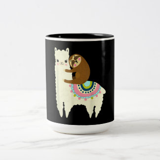 Llama-Geschenk| Niedlich Llama & Sloth, die besten Zweifarbige Tasse
