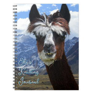Llama-Gesicht Berge Personalisiertes Strickjournal Notizblock