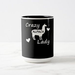 Llama Gift   Crazy Alpaca Lady Zweifarbige Tasse