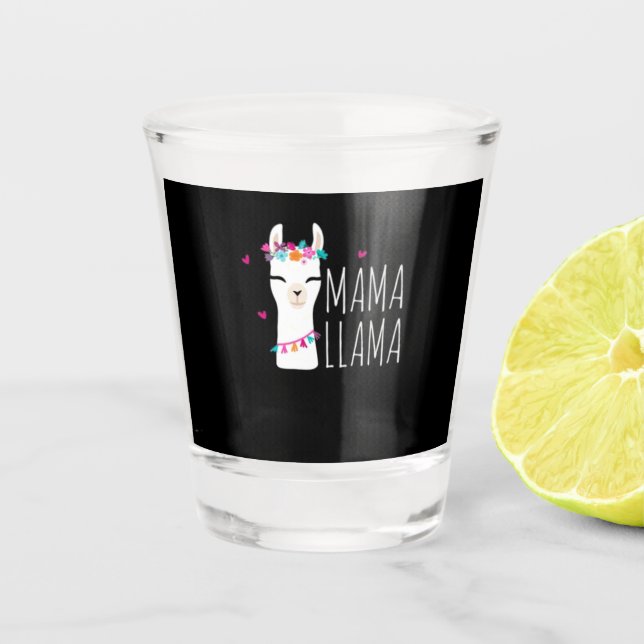 Llama Gift | Mama Llama Schnapsglas (Vorderseite)