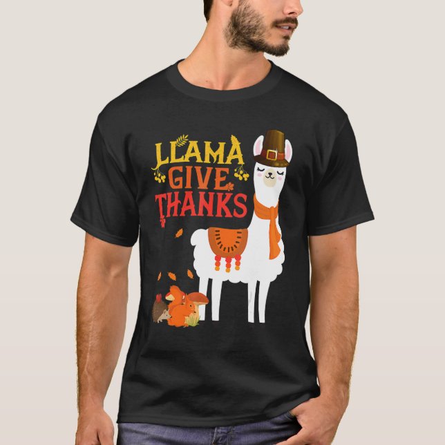 Llama Give Danke Llama Pilgrim Erntedank Autu T-Shirt (Vorderseite)