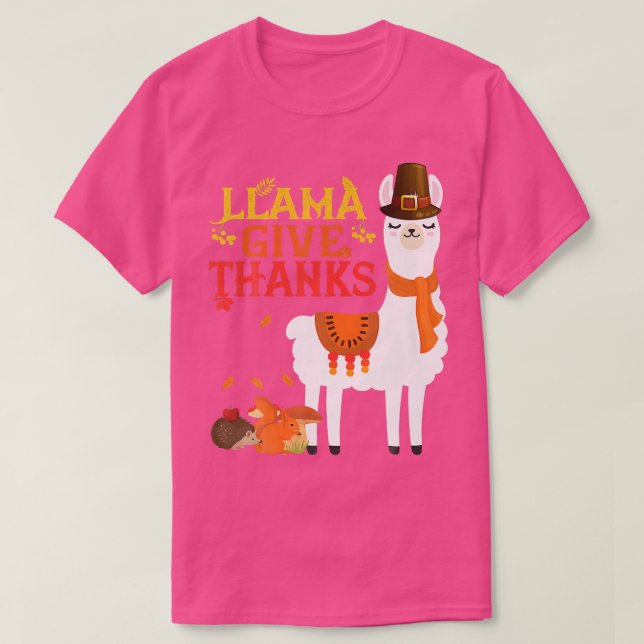 Llama Give Thanks Funny Llama Pilgrim thanksgiving T-Shirt (Design vorne)