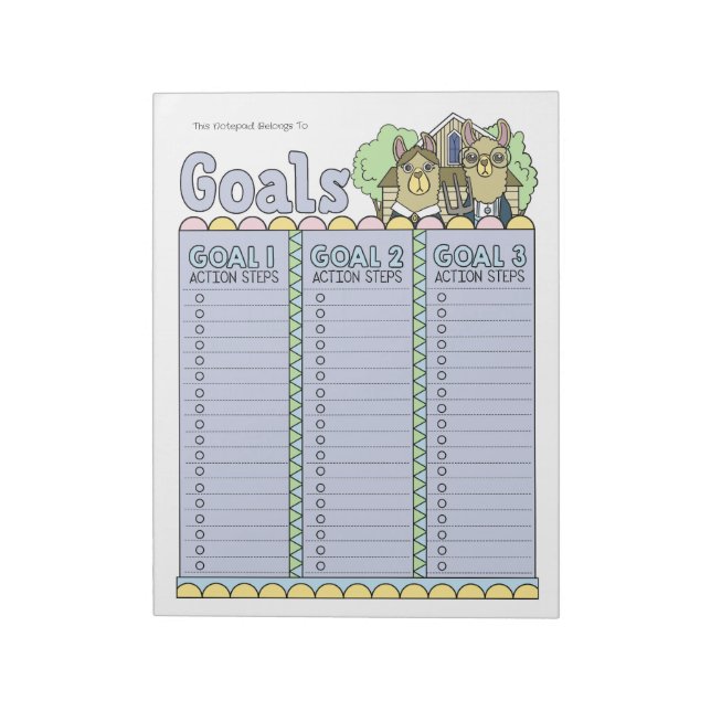 Llama Goal Planner für benutzerdefinierten Notepad Notizblock (Rotiert)
