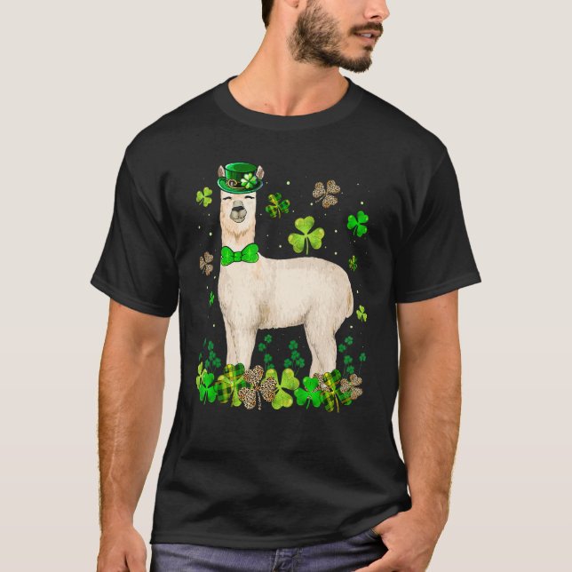 Llama Green Buffalo Kariert Lucky Kleeblatt St. Pa T-Shirt (Vorderseite)