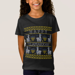 Llama Hanukkah Funny Ugly Christmas Sweater Happy T-Shirt