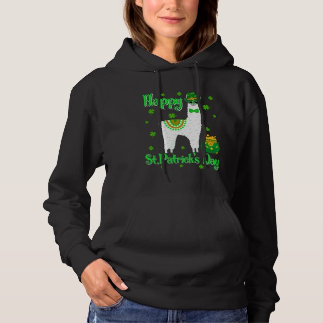 Llama Happy St Patrick s Day Irish Shamrock Lucky Hoodie (Vorderseite)