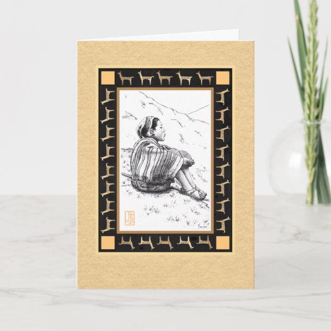 Llama Herder auf Tan Blank Personalize Card Karte (Vorderseite)