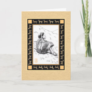 Llama Herder auf Tan Blank Personalize Card Karte