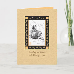 Llama Herder auf Tan I Miss You Card Karte