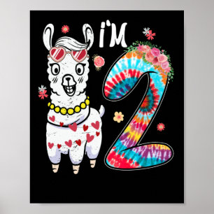 Llama Ich bin 2 Jahre alt 2. Geburtstag Gefärbte K Poster