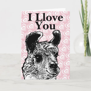 Llama Illustration Ich liebe dich Herzen Feiertagskarte