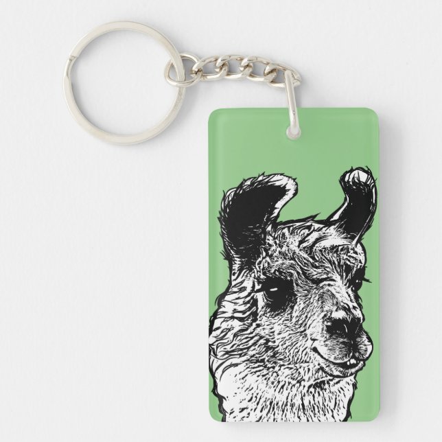 Llama Illustration | PERSONALISIERT Schlüsselanhänger (Vorderseite)