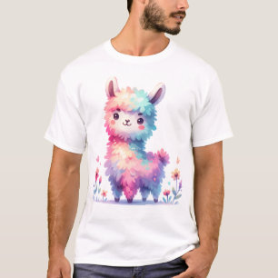 Llama-Illustration Süße Pastell-Tier-Kunst T-Shirt