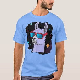 Llama im Weltraum mit Sonnenbrille Vintage Retro A T-Shirt