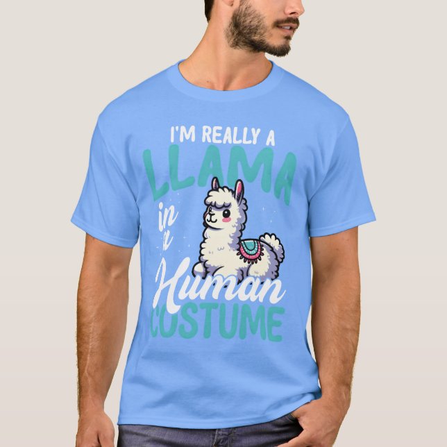 Llama in Human Costume Funny friends T-Shirt (Vorderseite)