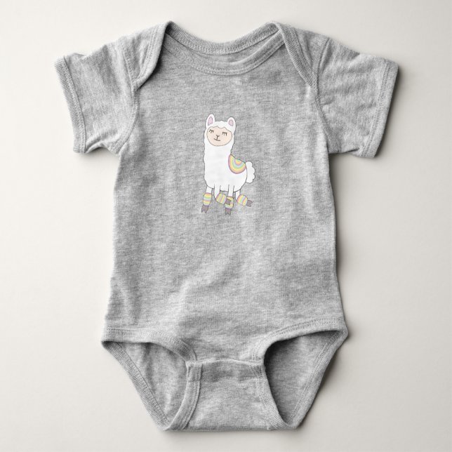 Llama in Legwarmers Baby Bodysuit Baby Strampler (Vorderseite)