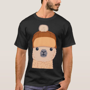 Llama in Winter Hat Süße Figur T-Shirt