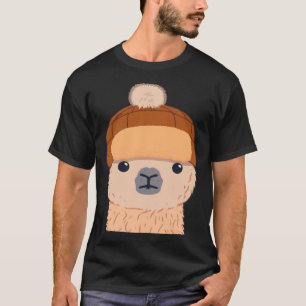 Llama in Winter Hat Süße Figur T-Shirt