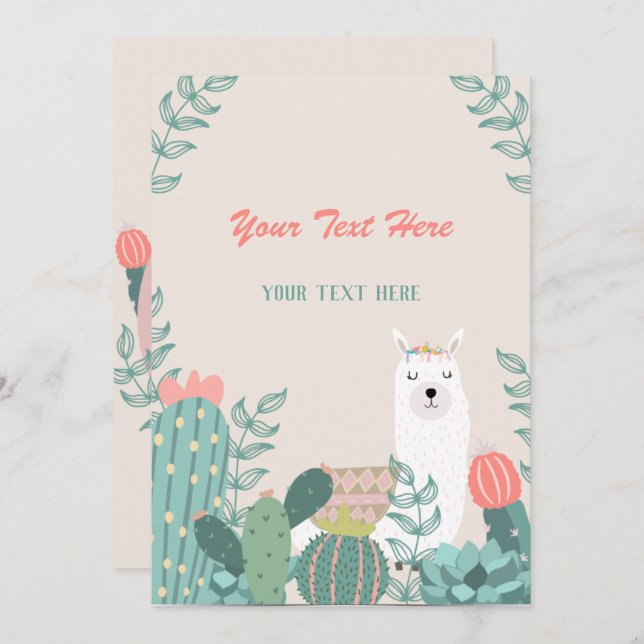 Llama jede Veranstaltung Einladung (Vorne/Hinten)