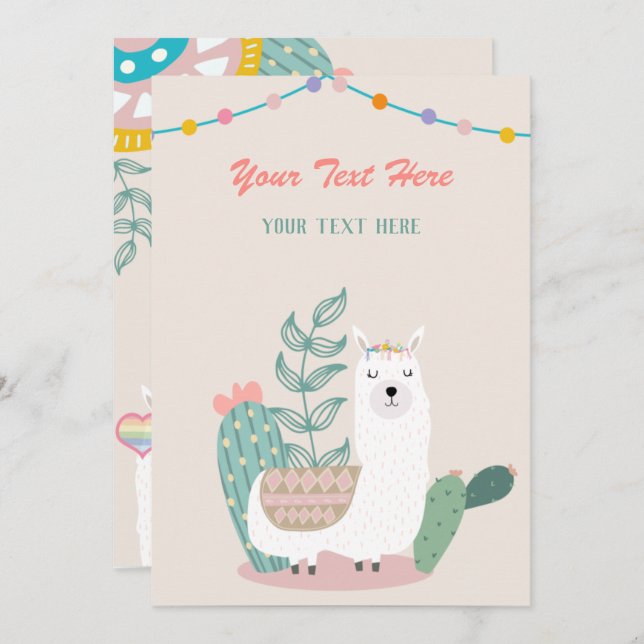 Llama jede Veranstaltung Einladung (Vorne/Hinten)