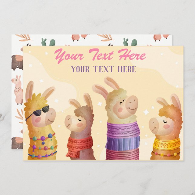 Llama jede Veranstaltung Einladung (Vorne/Hinten)