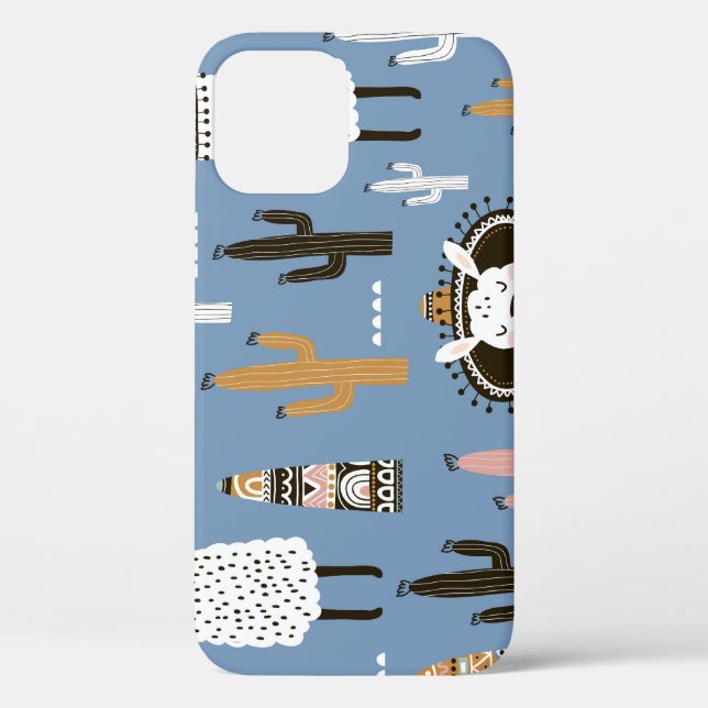 Llama, Kaktus, handGezeichnet Elementmuster. Case-Mate iPhone Hülle (Rückseite)