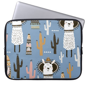 Llama, Kaktus, handGezeichnet Elementmuster. Laptopschutzhülle