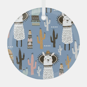 Llama, Kaktus, handGezeichnet Elementmuster. Ornament Aus Glas
