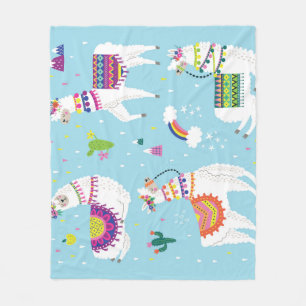 Llama & Kaktus: Süßes Vintage-Set Fleecedecke