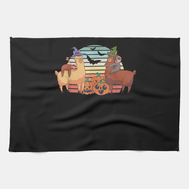 Llama | Kawaii Llama Halloween Sunset Sloth Gift Geschirrtuch (Horizontal)