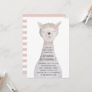 Llama Kindergeburtstag Alpaka-Farmtierparty Einladung